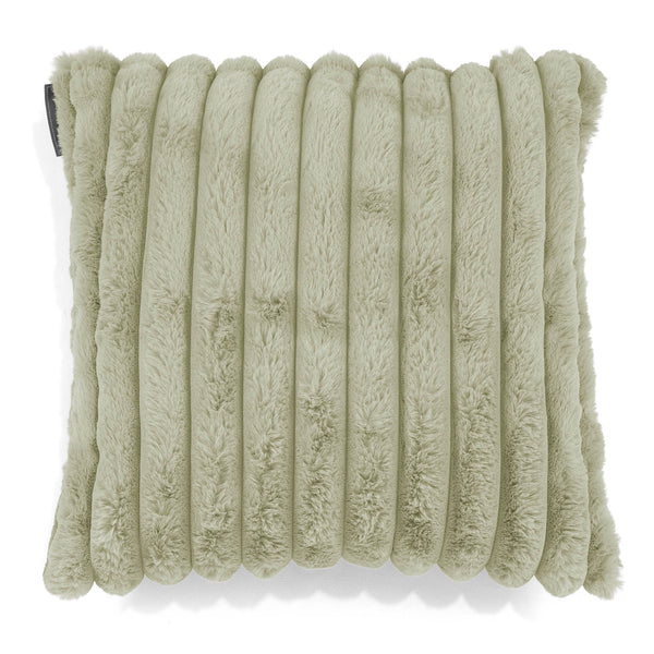 Housse de Coussin 47 x 47cm - Velours Côtelé Ultra Pelucheux Vert Sauge 01