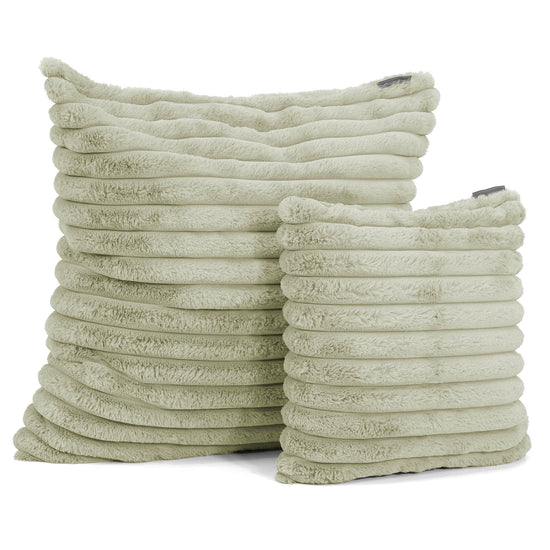 Housse de Coussin 47 x 47cm - Velours Côtelé Ultra Pelucheux Vert Sauge 02