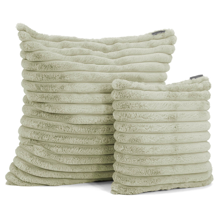 Housse de Coussin 47 x 47cm - Velours Côtelé Ultra Pelucheux Vert Sauge 02