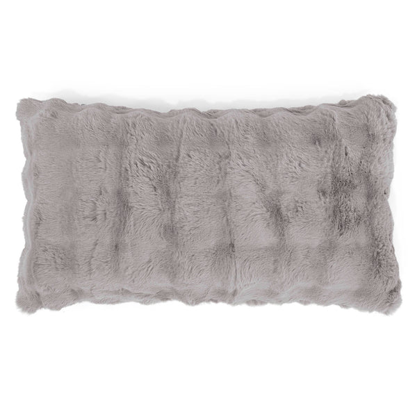 Housse de Coussin Rectangulaire Géant 40 x 70cm - Fausse Fourrure à Bulles Gris 01