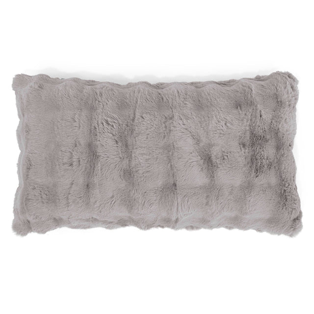 Housse de Coussin Rectangulaire Géant 40 x 70cm - Fausse Fourrure à Bulles Gris 01