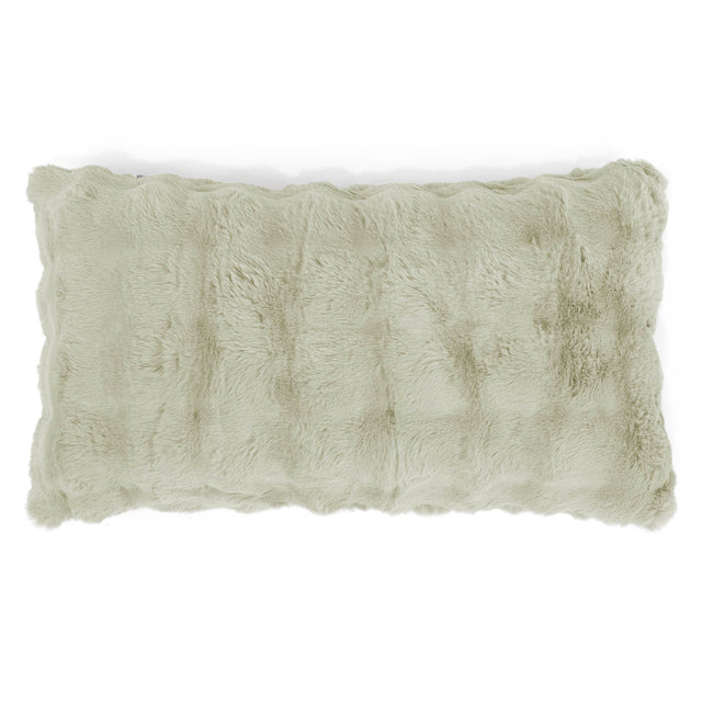 Housse de Coussin Rectangulaire Géant 40 x 70cm - Fausse Fourrure à Bulles Vert Sauge 01