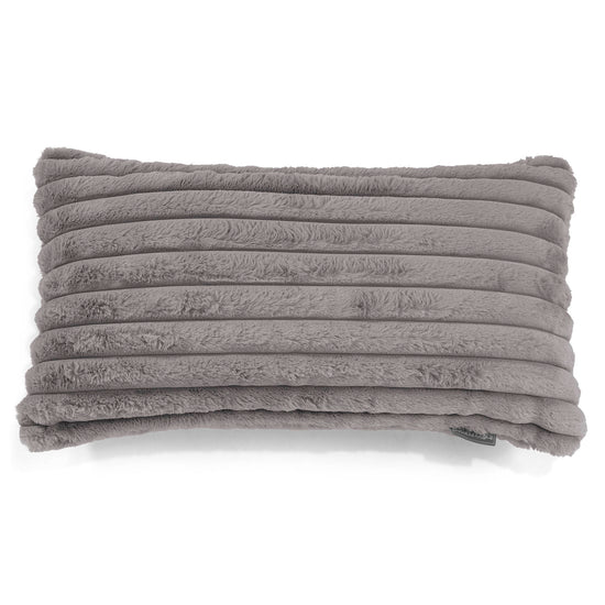 Housse de Coussin Rectangulaire Géant 40 x 70cm - Velours Côtelé Ultra Pelucheux Gris 01