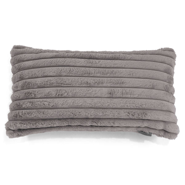 Housse de Coussin Rectangulaire Géant 40 x 70cm - Velours Côtelé Ultra Pelucheux Gris 01