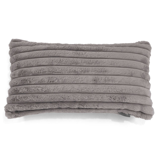 Housse de Coussin Rectangulaire Géant 40 x 70cm - Velours Côtelé Ultra Pelucheux Gris 01