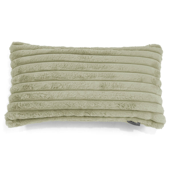 Housse de Coussin Rectangulaire Géant 40 x 70cm - Velours Côtelé Ultra Pelucheux Vert Sauge 01
