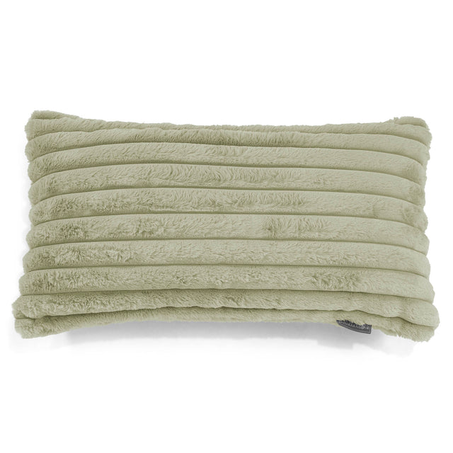 Housse de Coussin Rectangulaire Géant 40 x 70cm - Velours Côtelé Ultra Pelucheux Vert Sauge 01