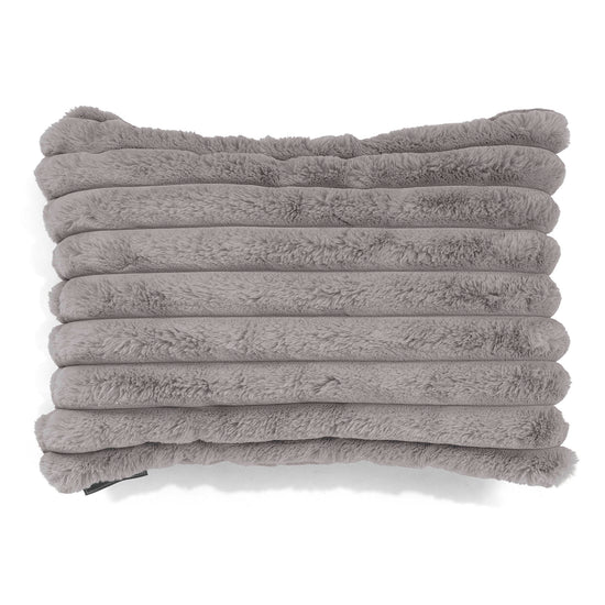 Housse de Coussin Rectangulaire 35 x 50cm - Velours Côtelé Ultra Pelucheux Gris 01