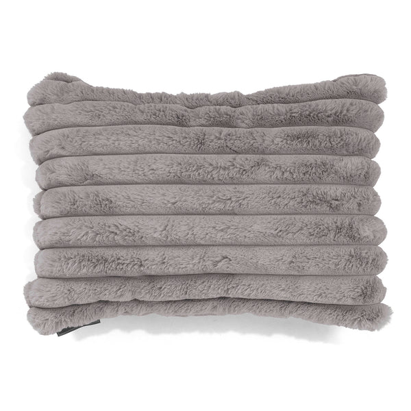 Housse de Coussin Rectangulaire 35 x 50cm - Velours Côtelé Ultra Pelucheux Gris 01