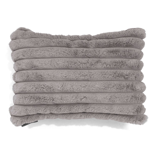 Housse de Coussin Rectangulaire 35 x 50cm - Velours Côtelé Ultra Pelucheux Gris 01