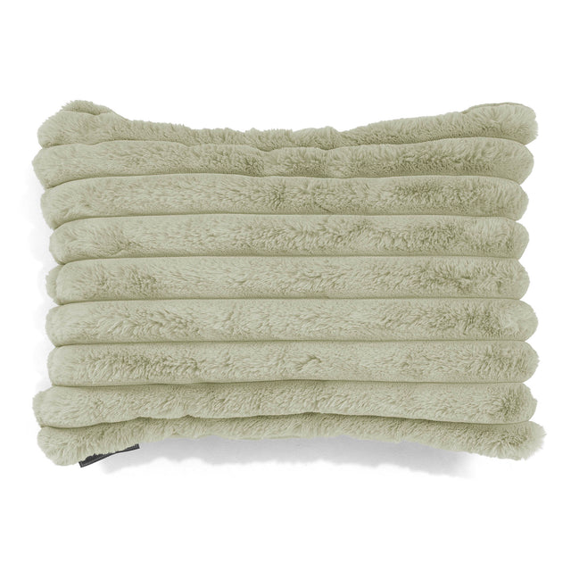 Housse de Coussin Rectangulaire 35 x 50cm - Velours Côtelé Ultra Pelucheux Vert Sauge 01