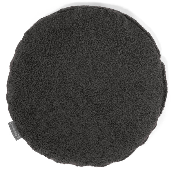 Housse de Coussin Rond 50cm - Bouclé Anthracite 01