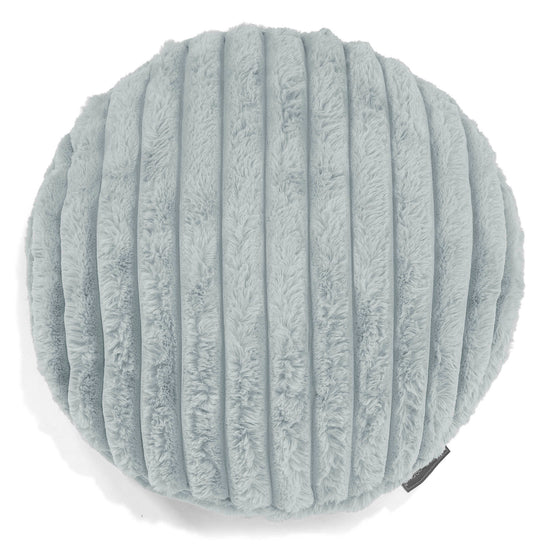 Housse de Coussin Rond 50cm - Velours Côtelé Ultra Pelucheux Bleu Dragé 01