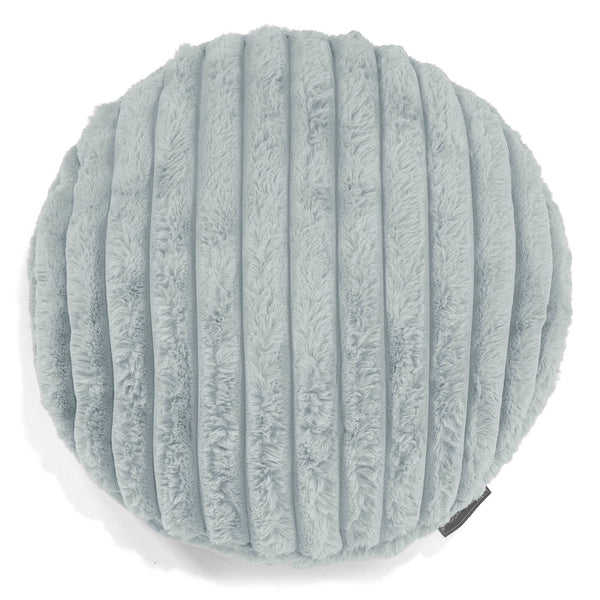 Housse de Coussin Rond 50cm - Velours Côtelé Ultra Pelucheux Bleu Dragé 01