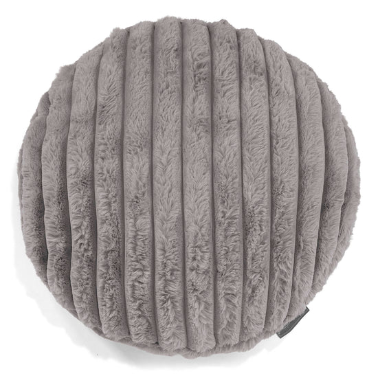 Housse de Coussin Rond 50cm - Velours Côtelé Ultra Pelucheux Gris 01