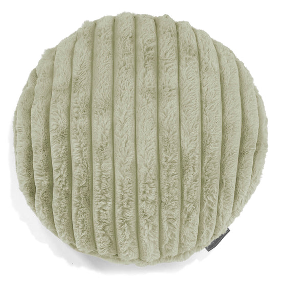 Housse de Coussin Rond 50cm - Velours Côtelé Ultra Pelucheux Vert Sauge 01
