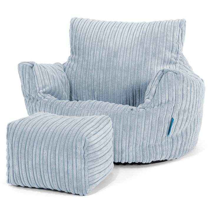 Fauteuil Pouf Bambin 1-3 ans - Côtelé Bébé Bleu 02