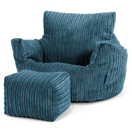 Fauteuil Pouf Bambin 1-3 ans - Côtelé Bleu Marine 02
