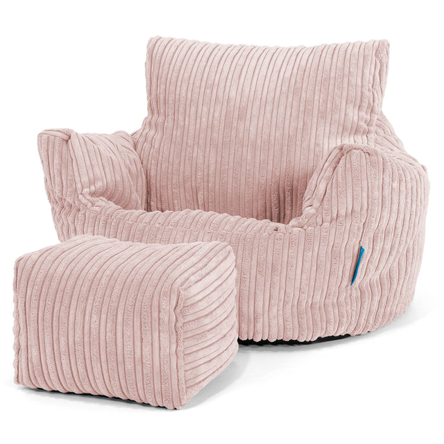 Fauteuil Pouf Bambin 1-3 ans - Côtelé Rose 02