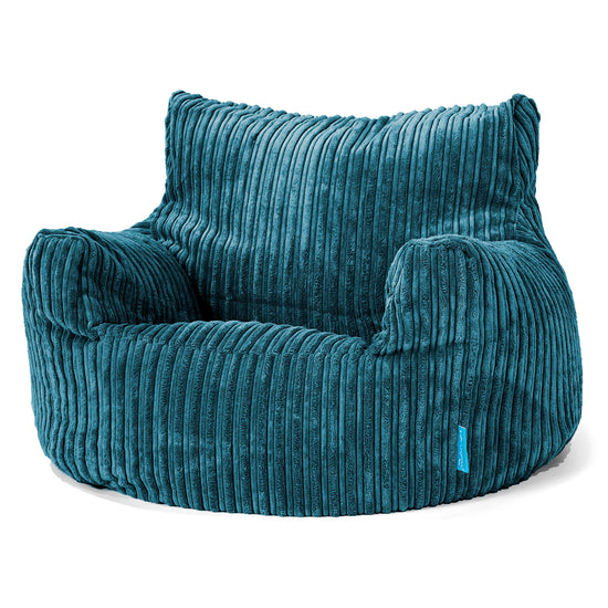 Fauteuil Pouf Enfant 3-8 ans - Côtelé Bleu Canard 01
