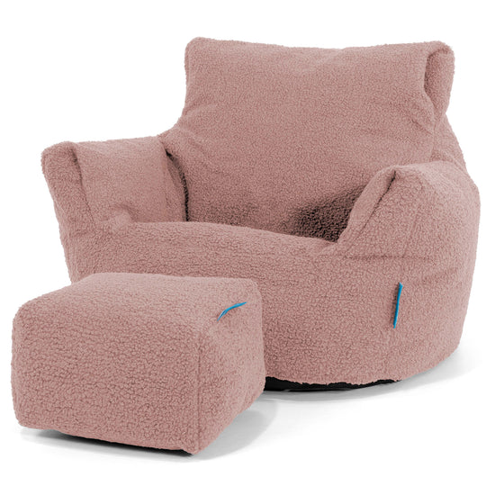 Fauteuil Pouf Bambin 1-3 ans - Bouclé Rose 02