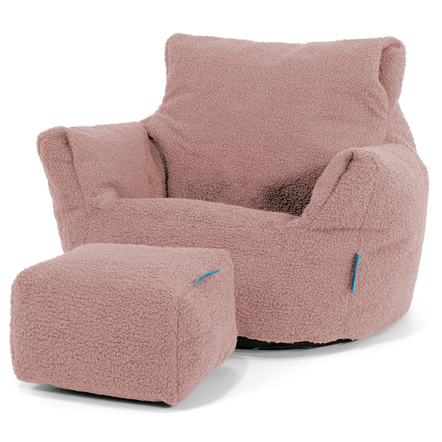 Fauteuil Pouf Bambin 1-3 ans - Bouclé Rose 02