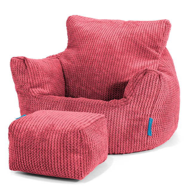 Fauteuil Pouf Bambin 1-3 ans - Pompon Rouge pastel 02