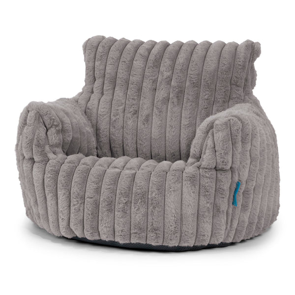 Fauteuil Pouf Bambin 1-3 ans - Velours Côtelé Ultra Pelucheux Gris 01