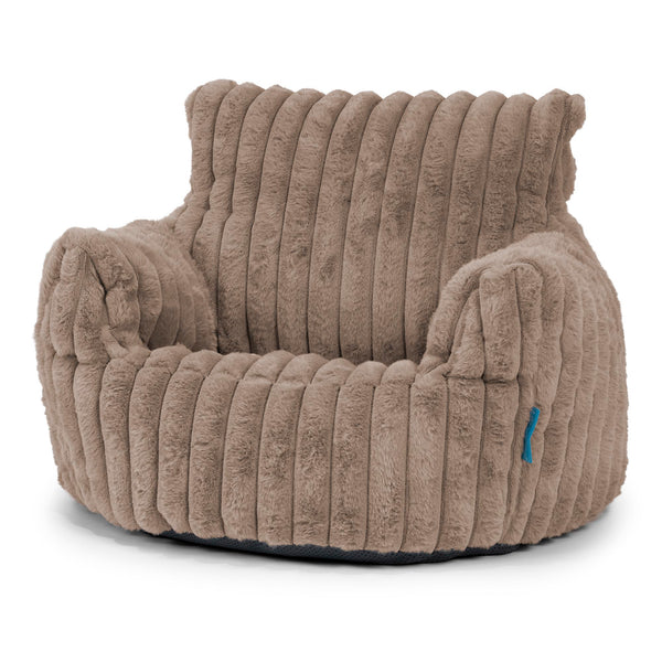 Fauteuil Pouf Bambin 1-3 ans - Velours Côtelé Ultra Pelucheux Vison 01