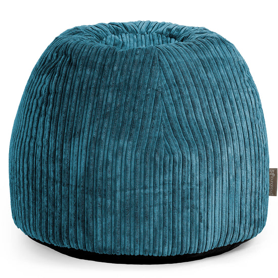 Tabouret Pouf de Coiffeuse - Côtelé Bleu Canard 01