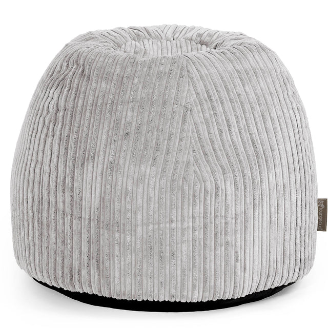 Tabouret Pouf de Coiffeuse - Côtelé Gris Argent 01