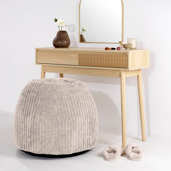 Tabouret Pouf de Coiffeuse - Côtelé Ivoire 02