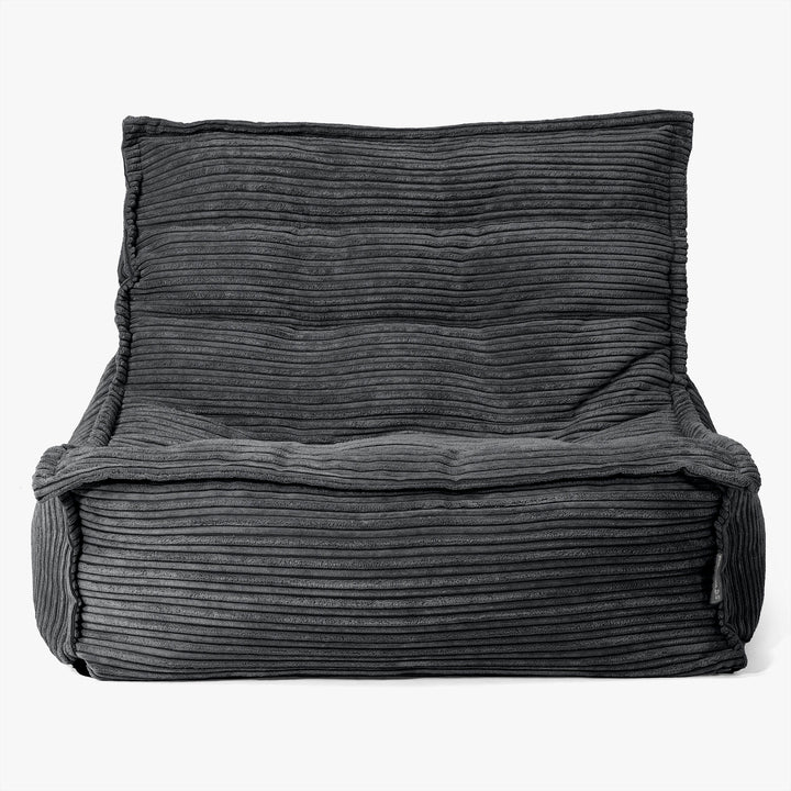 Fauteuil Pouf de Sol Oliver - Côtelé Noir 02
