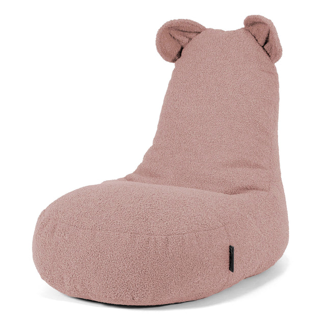 Fauteuil Pouf Enfant Animal Ourson 2-6 ans - Bouclé Rose 01