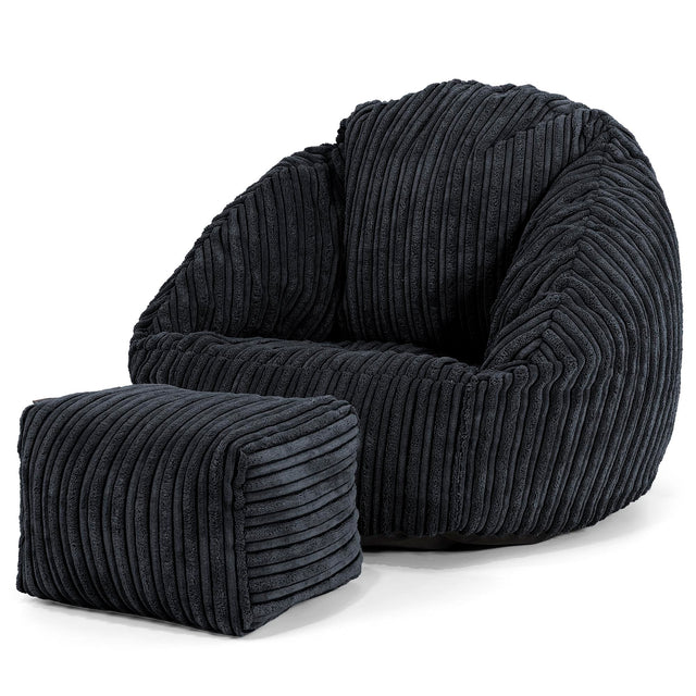 Pouf Chaise Bubble pour Enfants 1-3 ans - Côtelé Noir 02