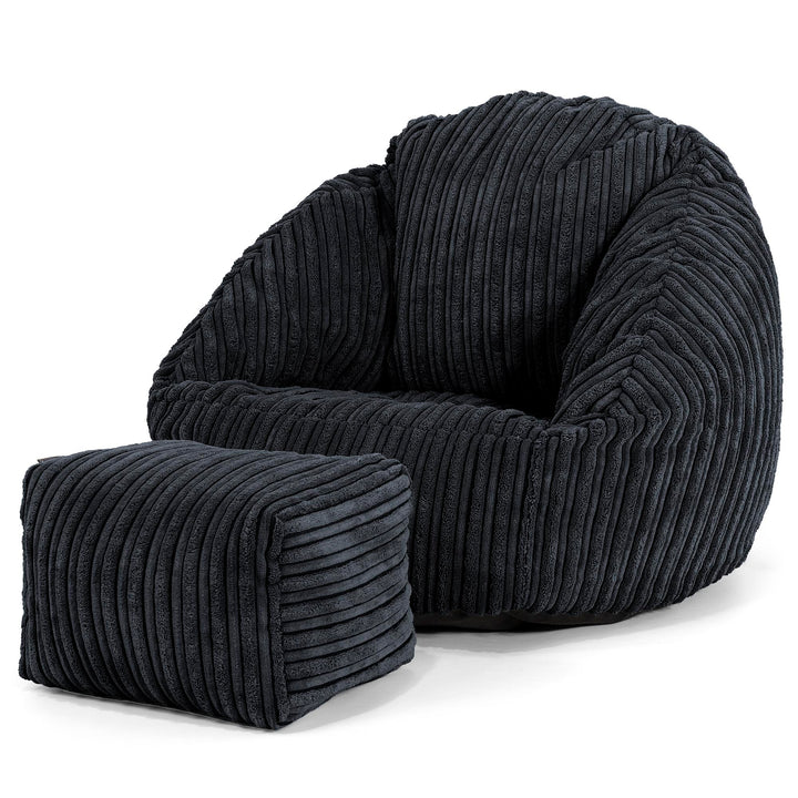 Pouf Chaise Bubble pour Enfants 1-3 ans - Côtelé Noir 02