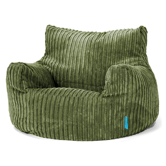 Fauteuil Pouf Enfant 3-8 ans - Côtelé Vert Forêt 01