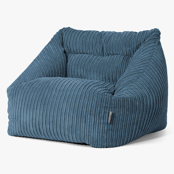 Fauteuil Pouf Maya - Côtelé Bleu Marine 01