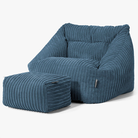 Fauteuil Pouf Maya - Côtelé Bleu Marine 02