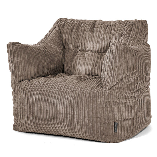 Fauteuil Pouf Victor - Côtelé Grège 01