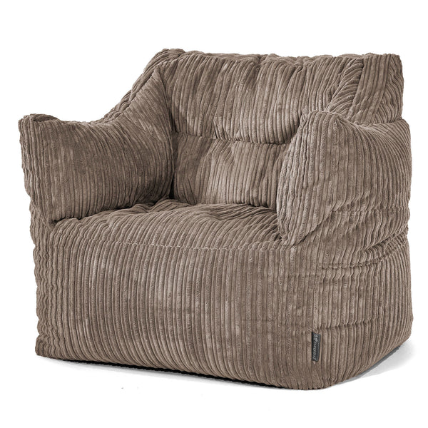 Fauteuil Pouf Victor - Côtelé Grège 01