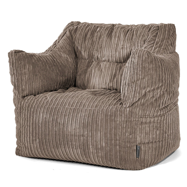 Fauteuil Pouf Victor - Côtelé Grège 01