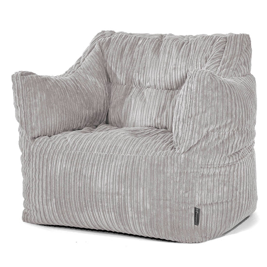 Fauteuil Pouf Victor - Côtelé Gris Argent 01