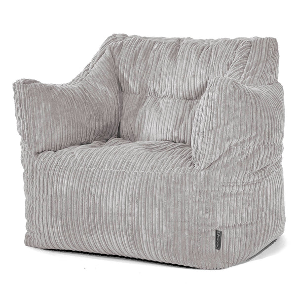 Fauteuil Pouf Victor - Côtelé Gris Argent 01