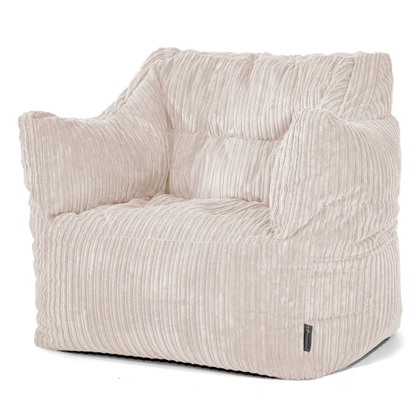 Fauteuil Pouf Victor - Côtelé Ivoire 01