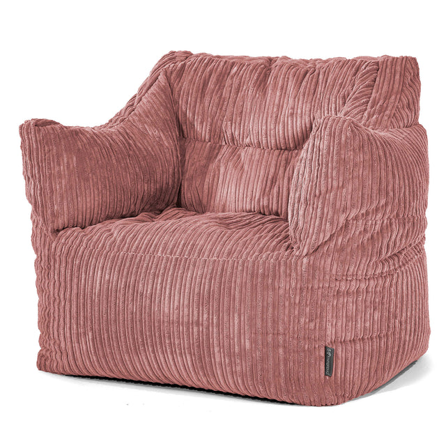Fauteuil Pouf Victor - Côtelé Pêche 01