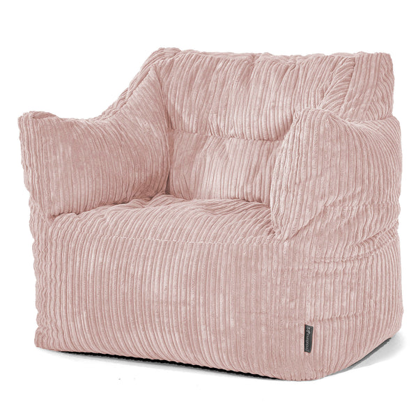 Fauteuil Pouf Victor - Côtelé Rose 01