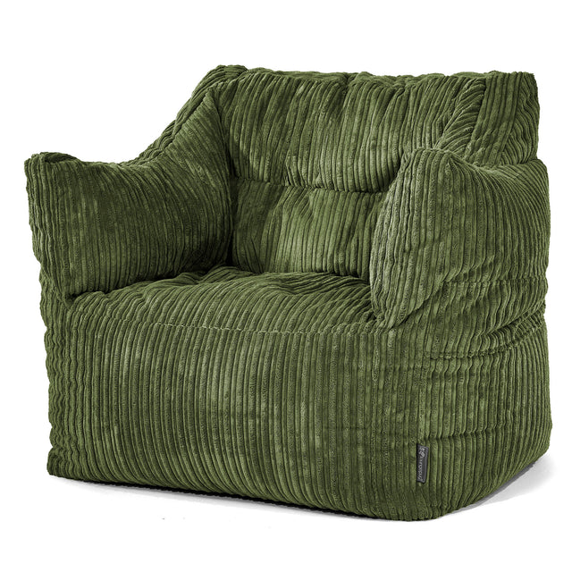 Fauteuil Pouf Victor - Côtelé Vert Forêt 01