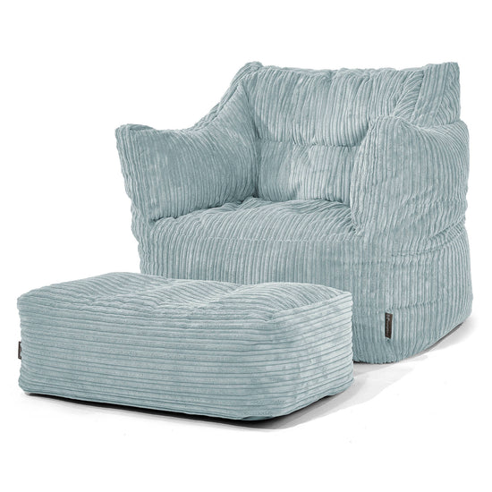Fauteuil Pouf Victor - Côtelé Vert Menthe 02