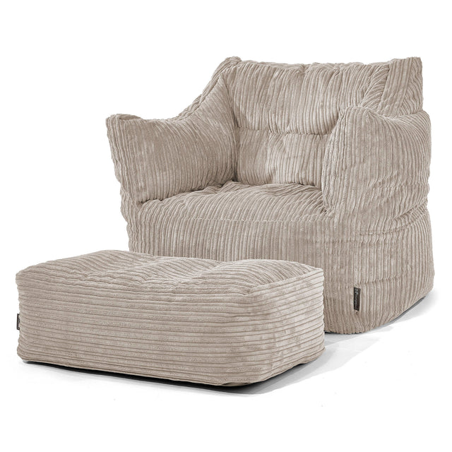 Fauteuil Pouf Victor - Côtelé Vison 02